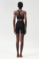 Women Wave-Edge Yoga Set: Double Shoulder Bra + Quick Dry Lycra Fitness Sports Shorts