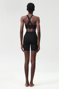 Women Wave-Edge Yoga Set: Double Shoulder Bra + Quick Dry Lycra Fitness Sports Shorts