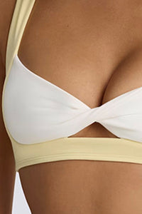 Women's Tennis Athletic Color Block Sets:Twist Front Bra & Skirt