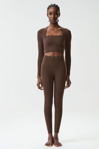 Women's Petal Long Sleeve Top And Leggings Two-Piece Set