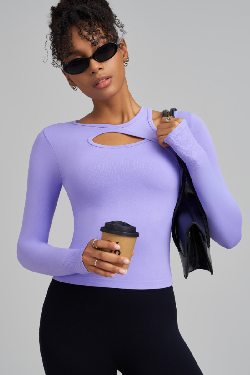Refined long-sleeved sports top