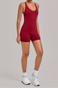 Women's U-neck Cross Back Adjustable Backless Jumpsuit