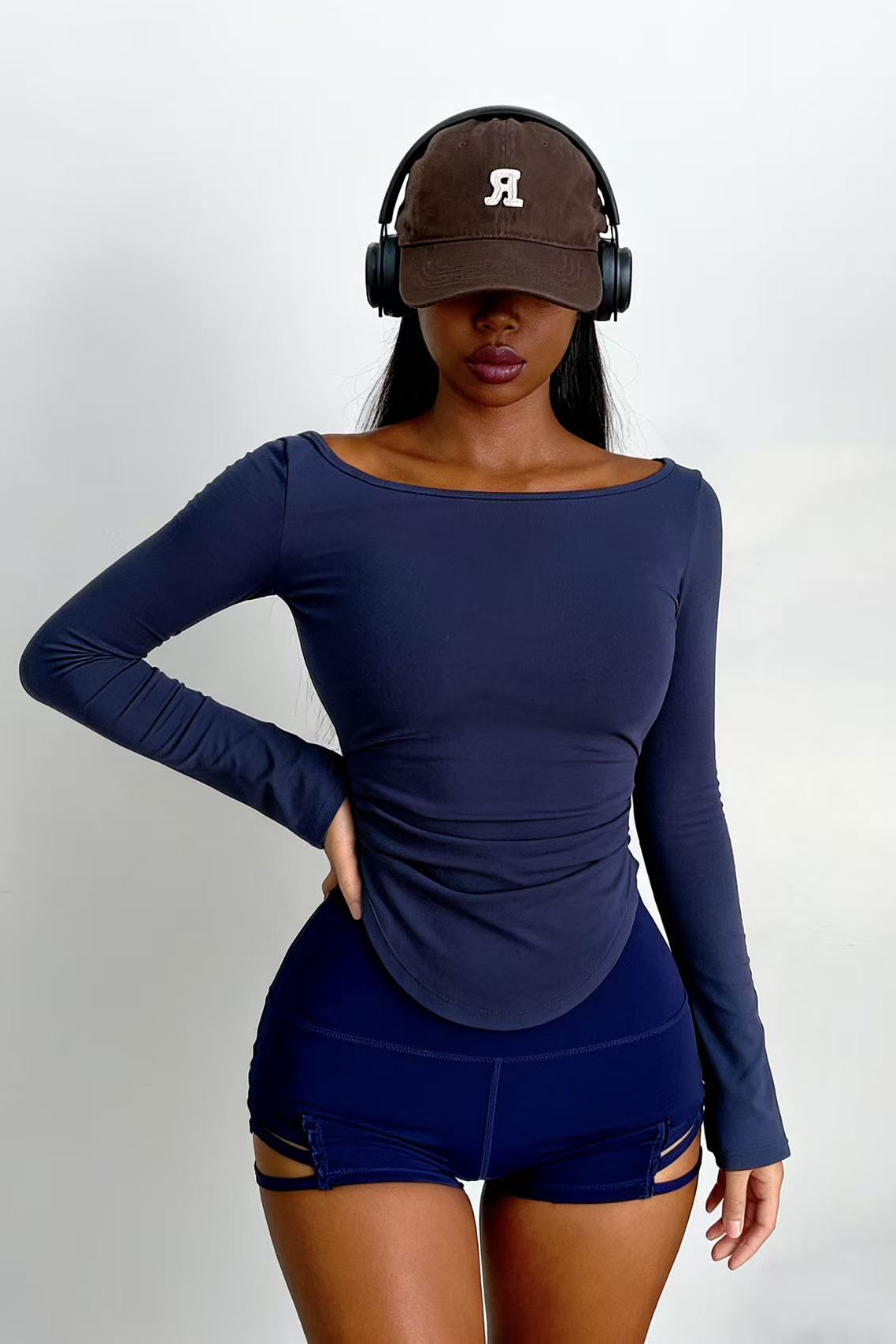 Women's Long Sleeve Boat Neck Yoga Top