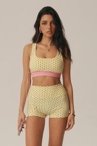 Women's Vintage Polka Dot Bra and High Waist Shorts Yoga Set