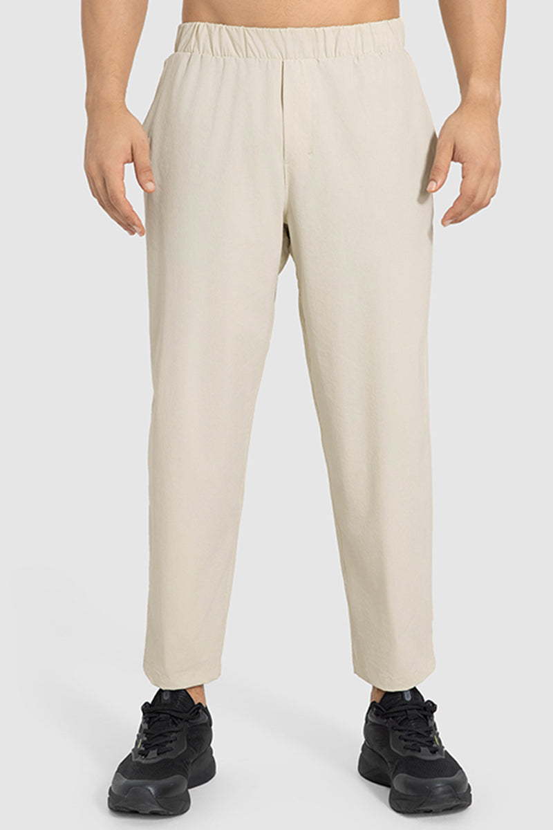 Men Summer Loose Lightweight Quick-Dry Breathable Straight Leg Cropped Casual Workout Sport Pants
