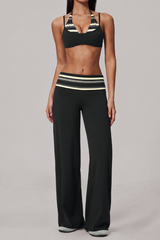 Women's Fall Vintage Fake Two Piece Bra & Yoga Pants Set