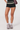 Women's Vintage Low-Rise Fold-Over Color-Block Striped Short