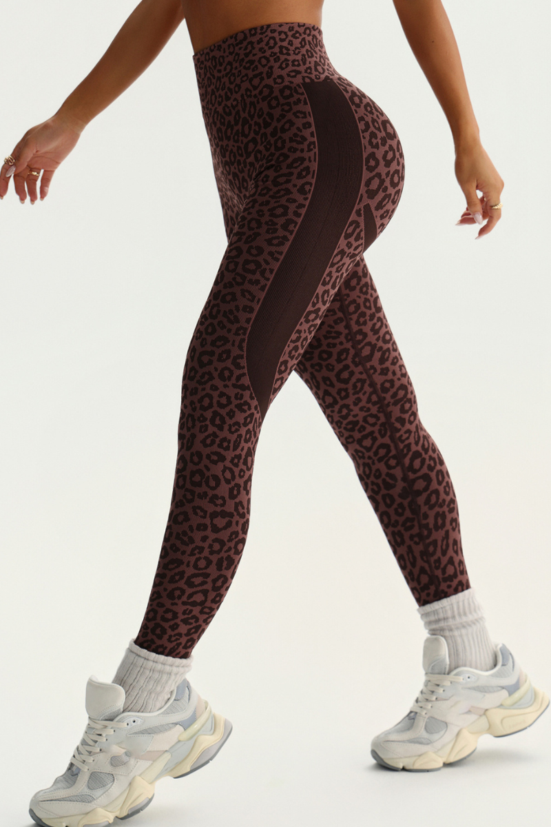 Women's Leopard Print Pleated Buttocks Lift Yoga Leggings