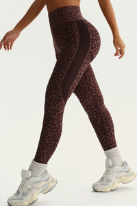 Women's Leopard Print Pleated Buttocks Lift Yoga Leggings