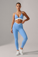 Women's Sport Triangle Cup Bra And V-Waist Leggings Yoga Set