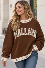 Women’s Fall Oversized Appliqué Western Mock Neck Sweatshirt