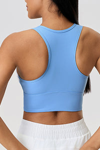 Women Color Block Short Built-In Bra Sculpting Cross Back Yoga Sports Bra