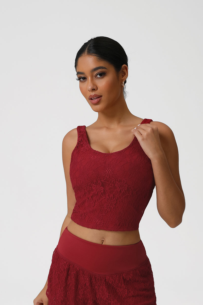 Women Lace Sleeveless Dance Fitness Vest