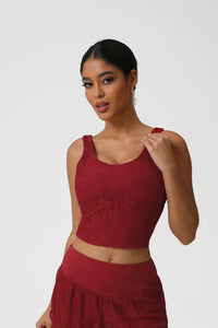 Women Lace Sleeveless Dance Fitness Vest