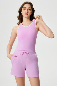 Women Sleeveless With Chest Pad Shock Slim Thin Yoga Fitness Exercise Tank Tops