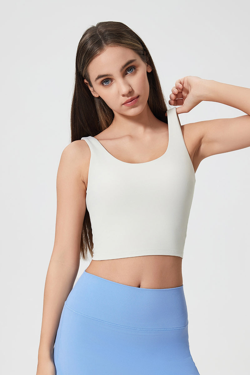 Women Naked-Feel Shockproof Back-Boosting Semi-Fixed Yoga Sports Bra
