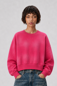 Women's Fall Vintage Gradient Cropped Crew Neck Sweatshirt