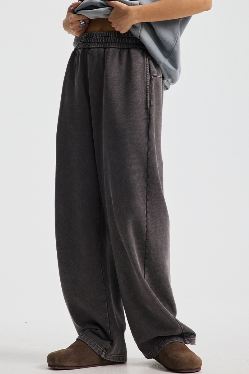 Wax-dyed, water-washable, distressed long pants