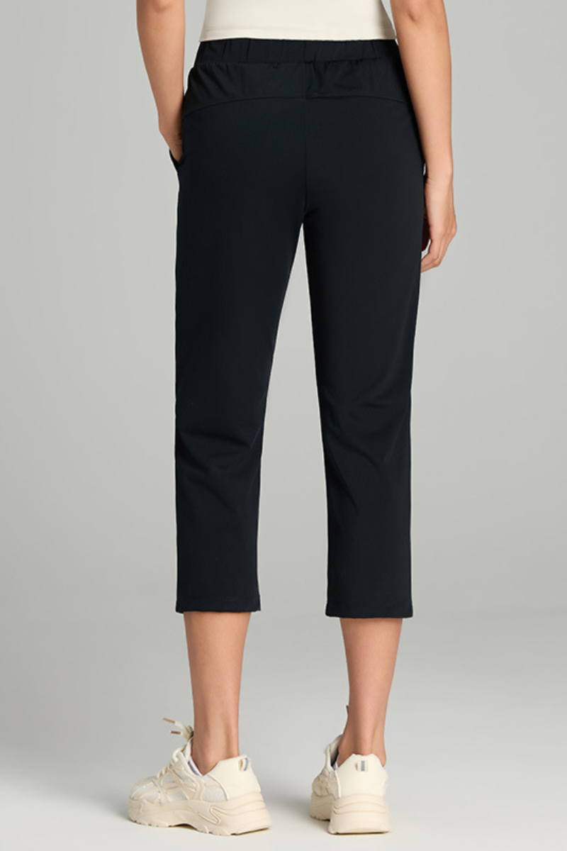 Women's Spring Drawstring Waist Pocket Capri Sports Pants