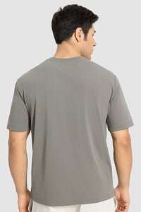 Men Casual Short Sleeve Quick-Dry Breathable Elastic Fitness Running Round-Neck Solid Color T-Shirt