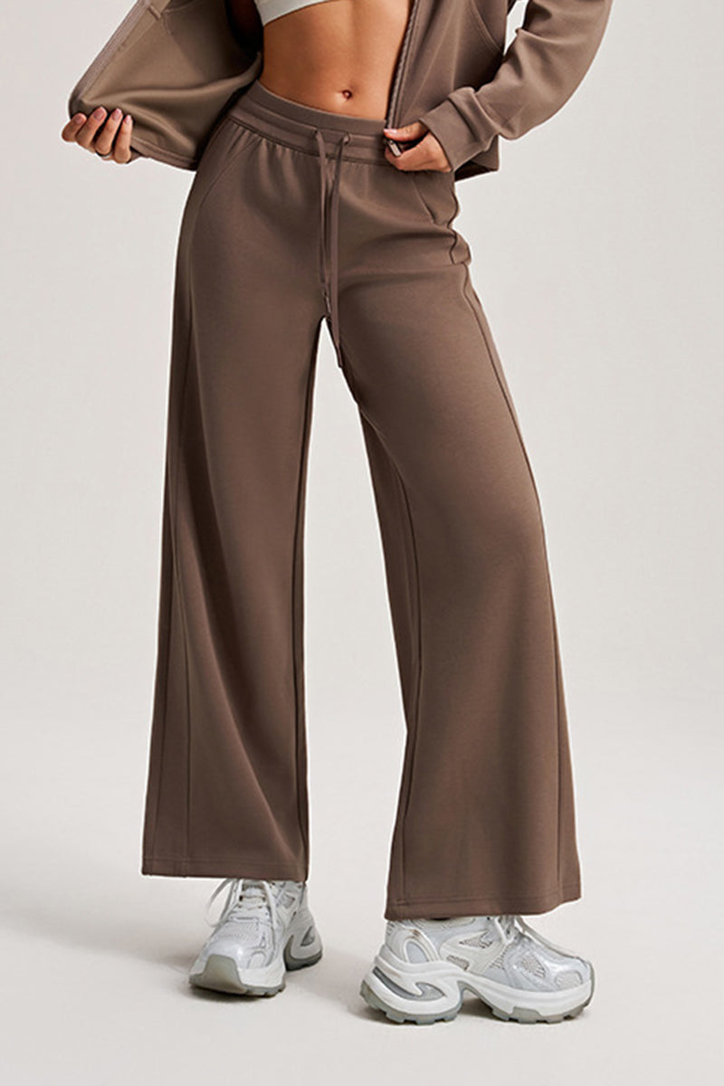 Women Drawstring High-Waist Loose Straight-Leg Workout Pants