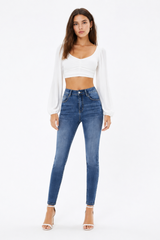 Women's Washed Stretch High Waist Slim Fit Skinny Jeans