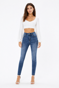 Women's Washed Stretch High Waist Slim Fit Skinny Jeans