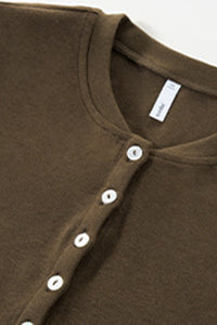 Women Slim Fit Henley Neck Long Sleeve T-Shirt - Tencel? Blend