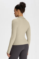 Women Modal Henley Collar Button Down Slim Fit Long Sleeve Yoga Top