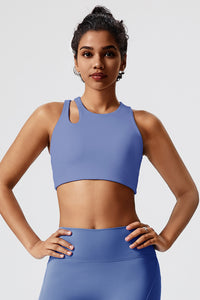 Women Eco-Friendly Recycled Fabric Outer Cross Back Hollow Sexy With Bra Pads Fitness Yoga Sports Bra