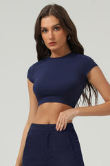 Women Slim Cropped Soft-Feel Yoga T-Shirt