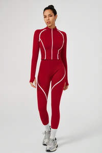 Women's Seamless Color-Block Jacket & Yoga Legging Two-Piece Set