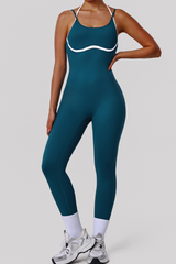 Women's Color-Blocked Spaghetti-Strap Backless Jumpsuit