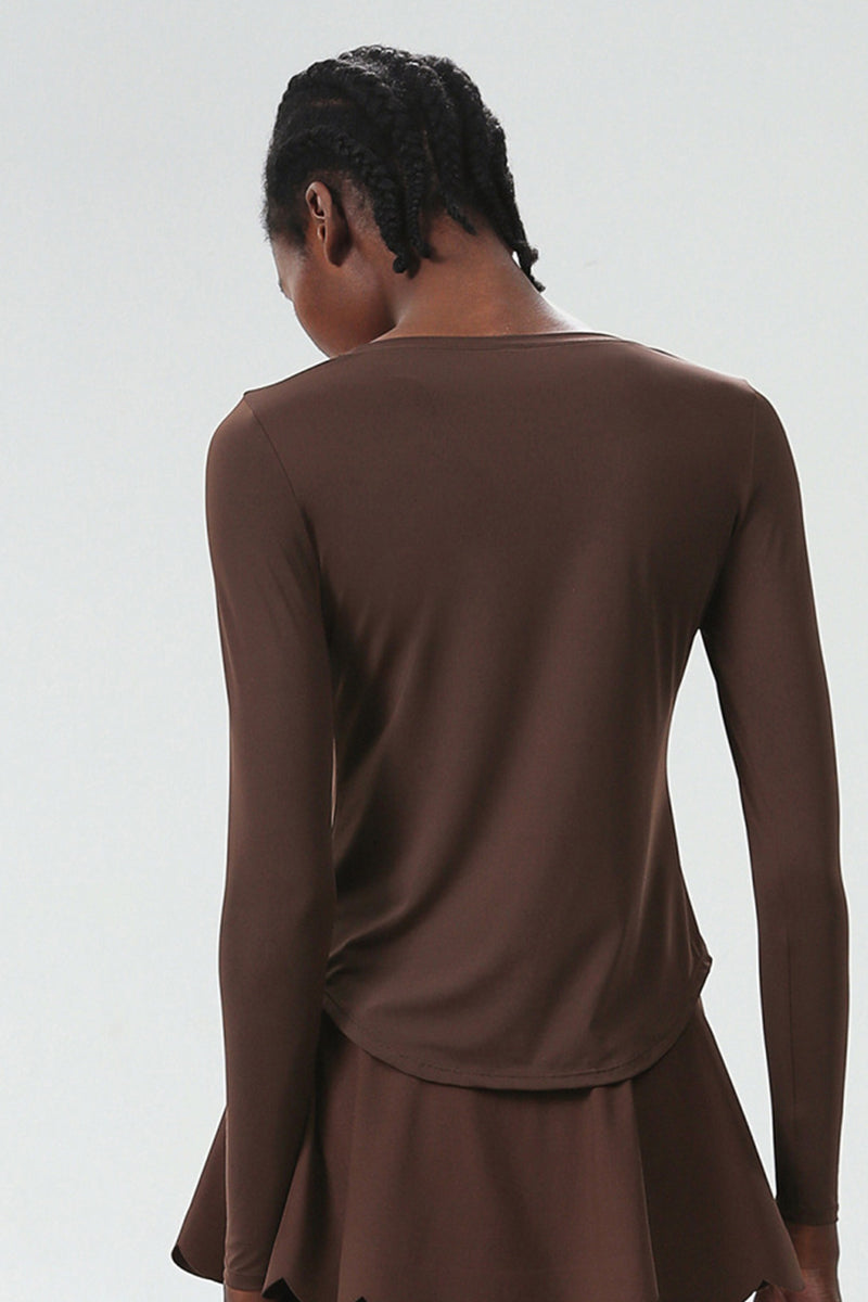 Women Plus-Size Smooth Quick-Dry Sun Protection Loose Fit Training Long Sleeve Top