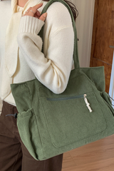 Women's Fall Corduroy Multi Pockets Large-Capacity Tote Bag