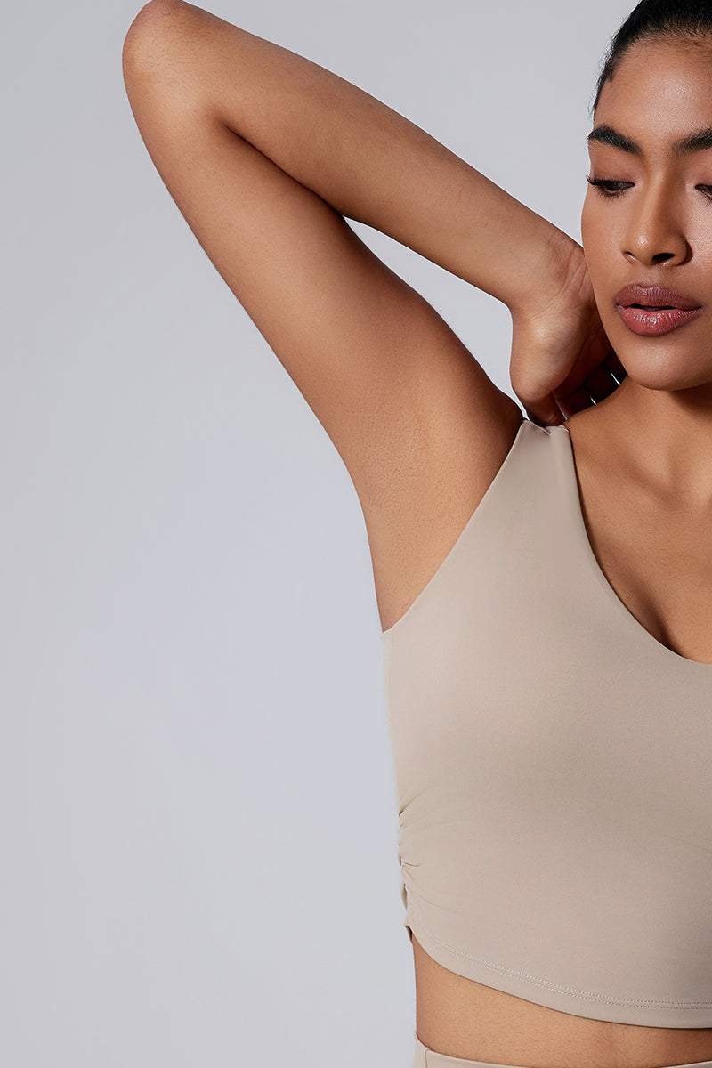 Women Open-Back Naked-Feel Yoga Built-In Bra Waist-Cinching Workout Tank Top