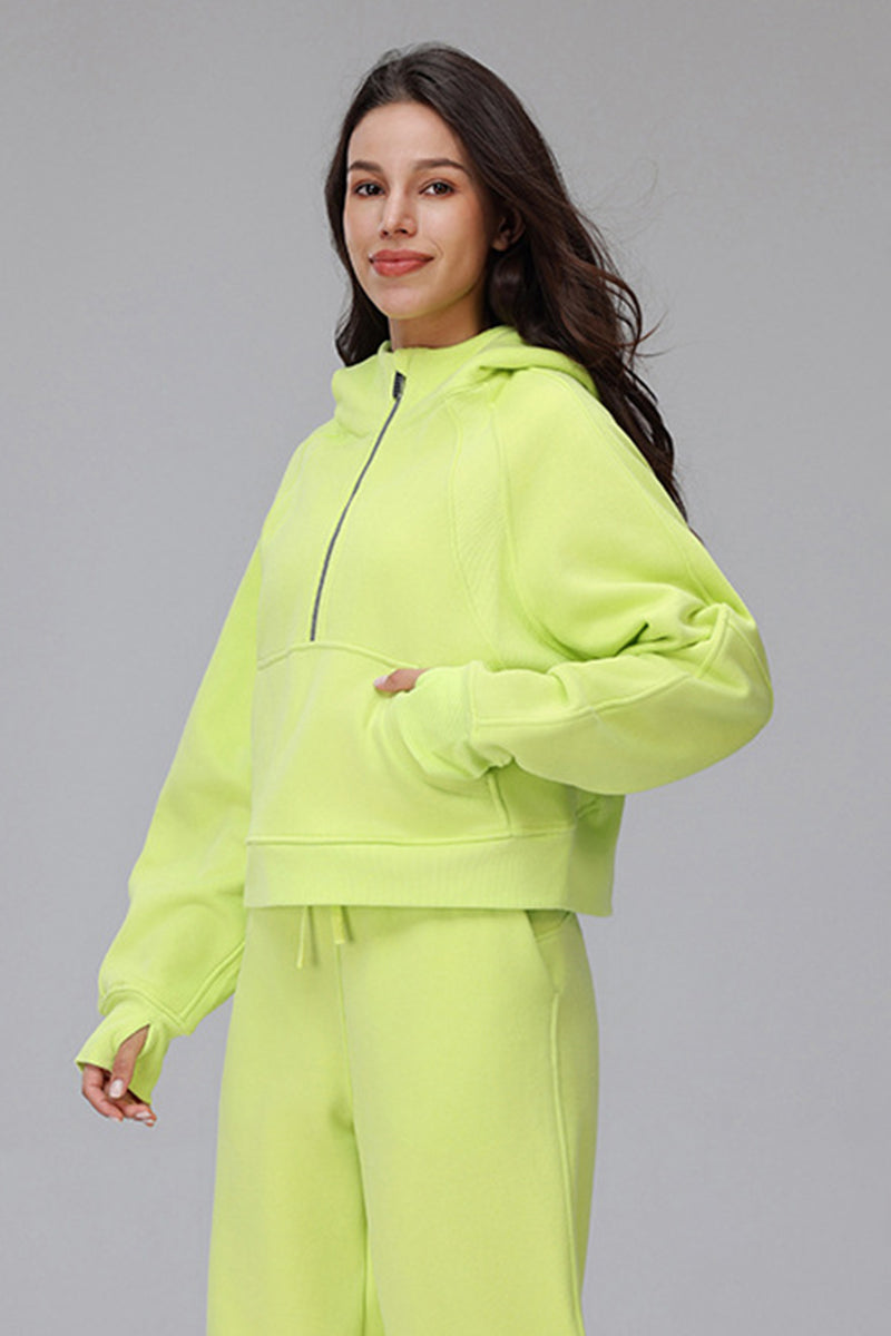 Women Cropped Fleece Hooded Hoodie