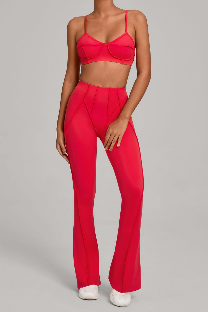 Women's Patchwork Set:Bra And Flare Pants