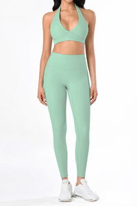 Women's Yoga Halterneck Backless Bra And Leggings Sets