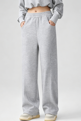 Women's Fall Elastic Waist Seamed Wide Leg Athletic Pants