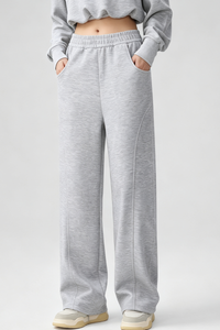 Women's Fall Elastic Waist Seamed Wide Leg Athletic Pants