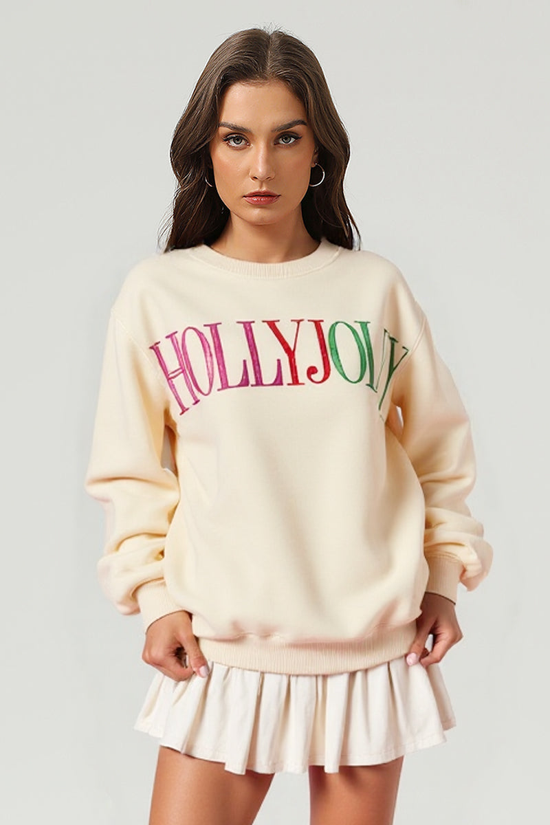 Women's Christmas Colorful Letter Embroidered Pullover Sweatshirt