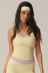 Women's Fake Two-Piece Polka Dot Color Block Tank Top