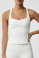 Women's Fishbone Shaping Cross Back Yoga Sports Tank Top