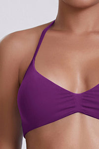 Women Halter Neck Seamless Sports Bra - Breathable Backless Yoga Top