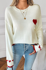 Cozy knitted sweater with heart-shaped design