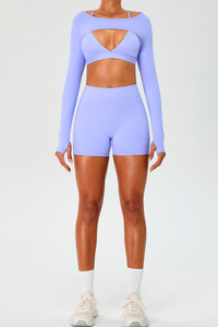 Women's Set:Cross Back Triangle Cup Bra & Tank Top & Shorts