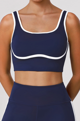 Women's Athletic Color Block Striped U-neck Bra