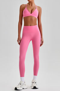 Women's Yoga Sets:Triangle Cup Bra & No Front Seam Leggings