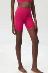 Women Wave-Edged High-Waist Quick-Dry Tight-Fit Yoga Cycling Mid-Length Sports Shorts